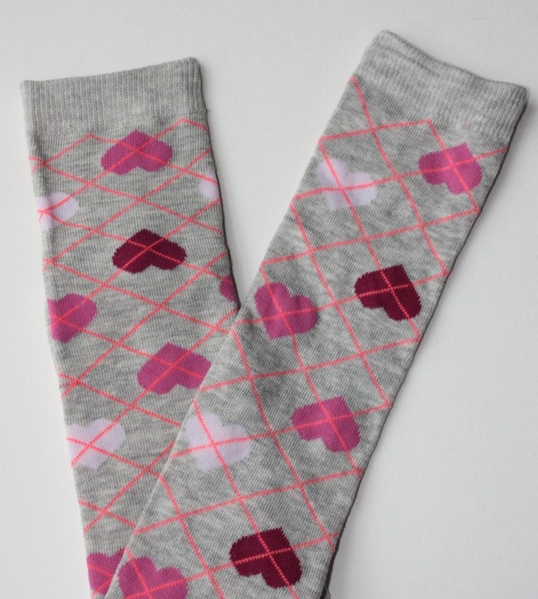 Pink and Grey Hearts Baby/Toddler Leg Warmers - FREE SHIPPING w/in U.S.