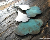 SARAH-Patina Copper and Silver Layered Ginkgo Leaf Earrings