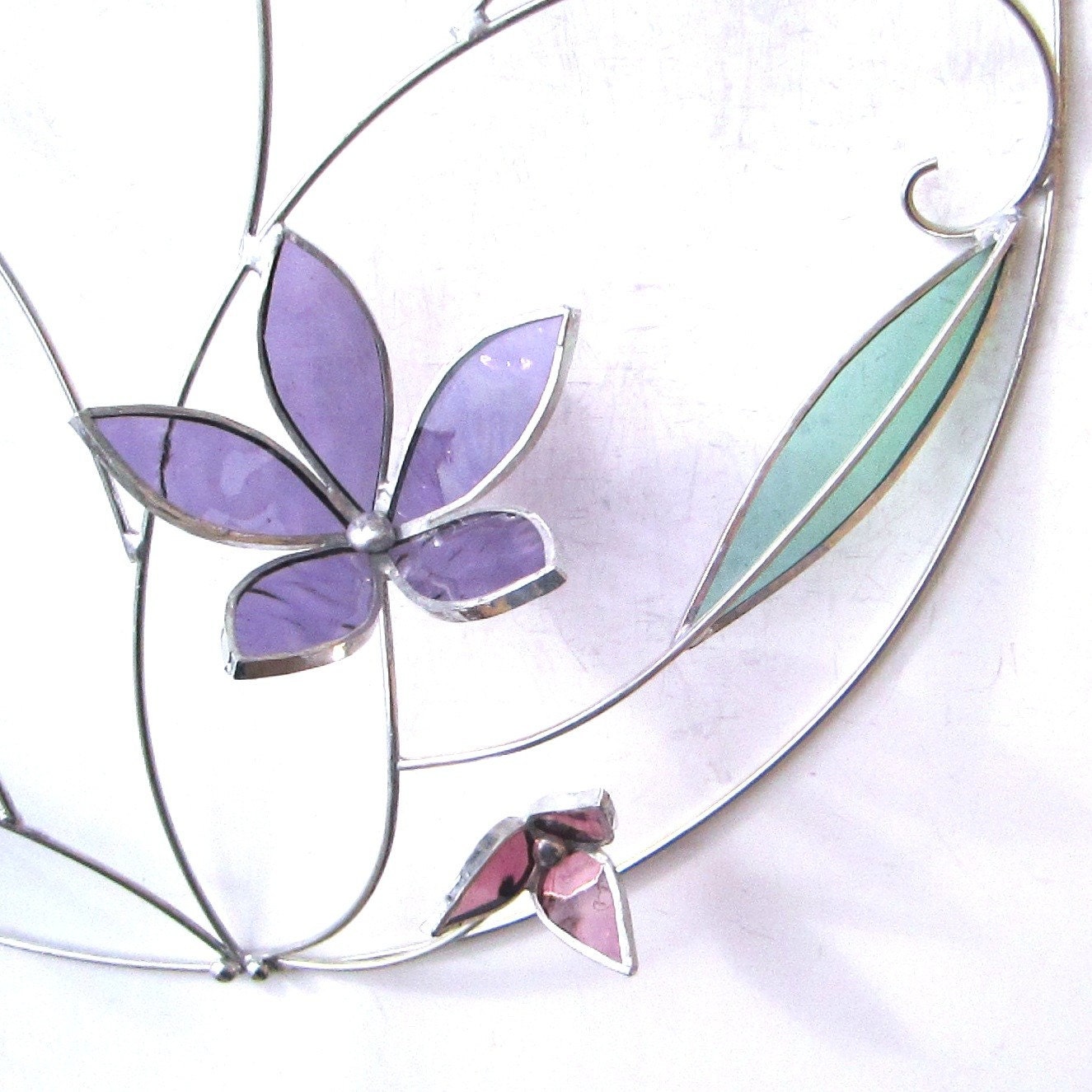 Floral Flourish - Medium Stained Glass Wall Accent