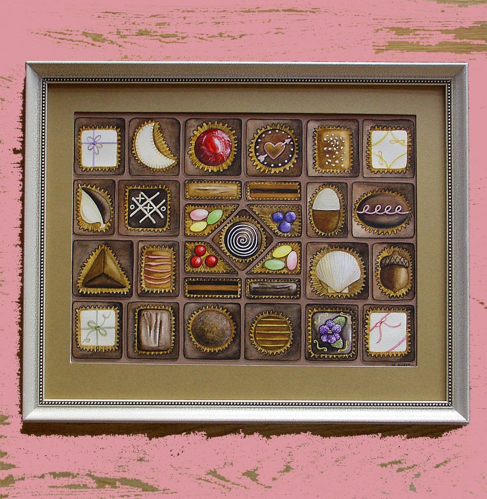 Valentines Day Original Painting Guilt Free Chocolates