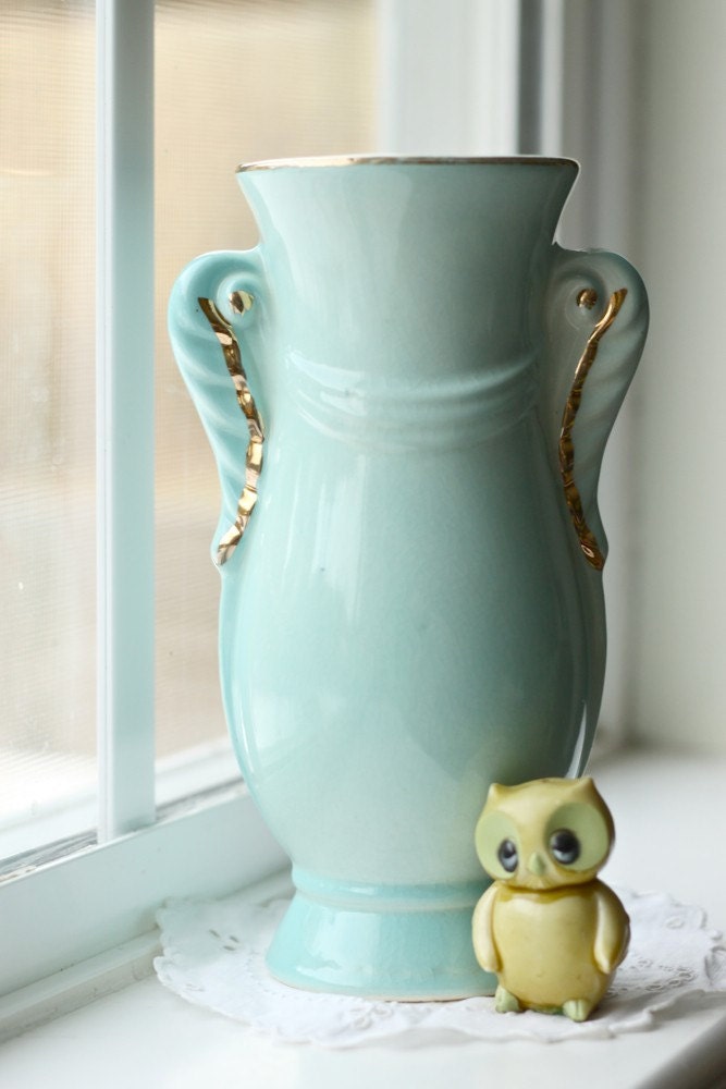 vintage aqua blue vase