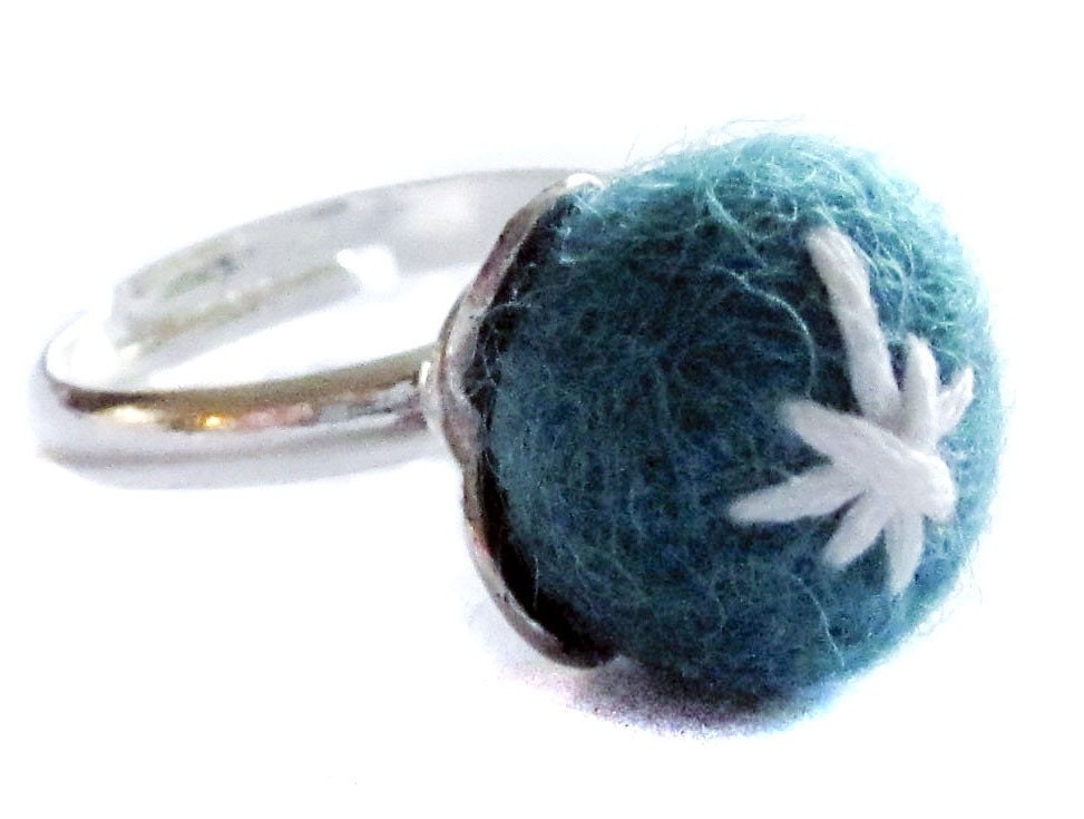 Tiffany Blue Globe - Adjustable felt ring