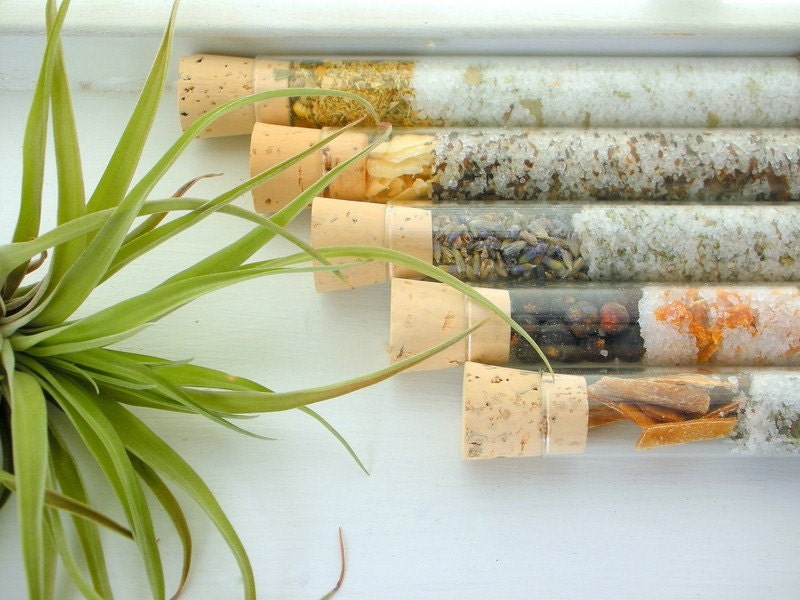 Assorted Bath Affirmations - A Beautiful Variation of Bath Salts in Test Tubes