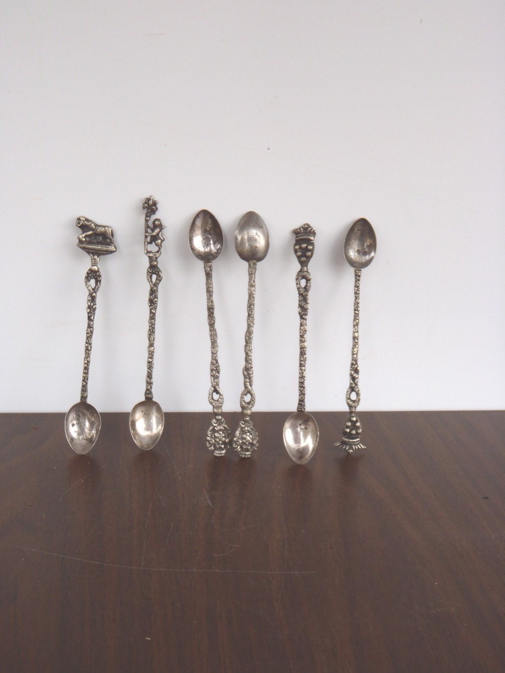 Ornate Vintage Italian Elongated Vintage Tea Spoons