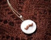 Mustache Embroidered Felt Necklace