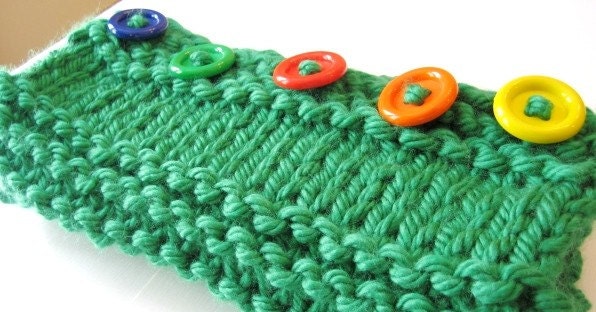 Rainbow  Brite  Green  Chunky  Knit  Cowl