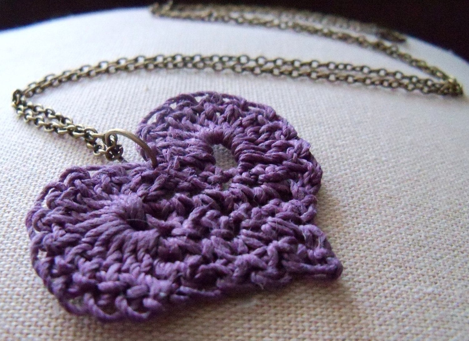 i heart you crochet necklace - purple