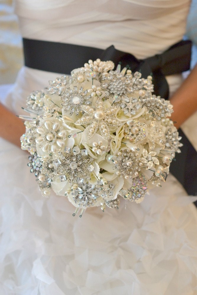 Deposit for classic heirloom pearl brooch bouquet -- made to order