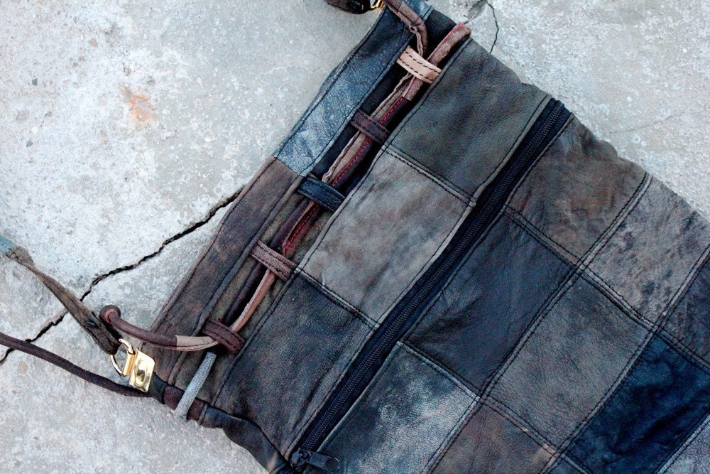 Oversized Slate Patch Leather Handbag