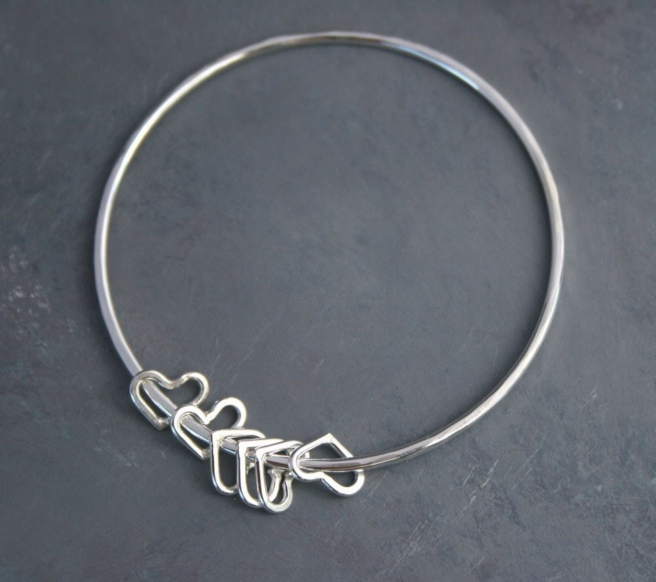 Hearts Sterling Silver Bangle
