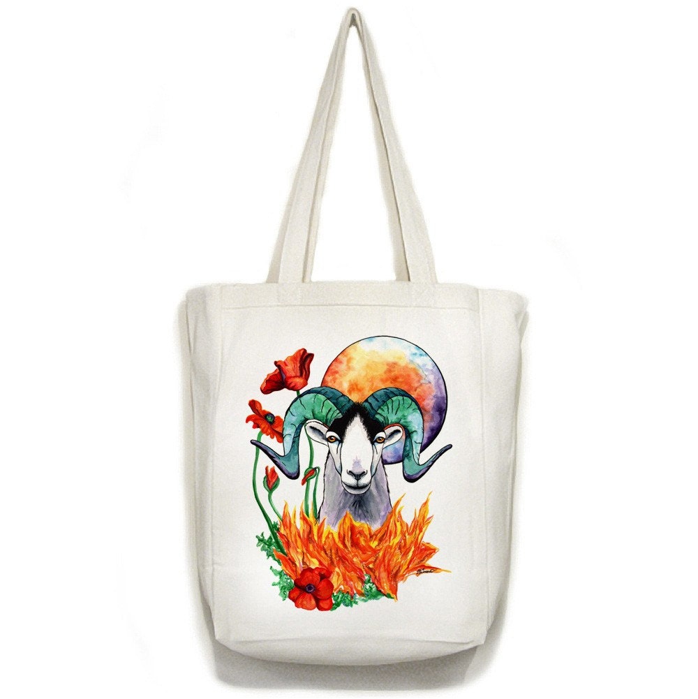 ARIES Zodiac Sign Open Top Canvas TOTE Bag