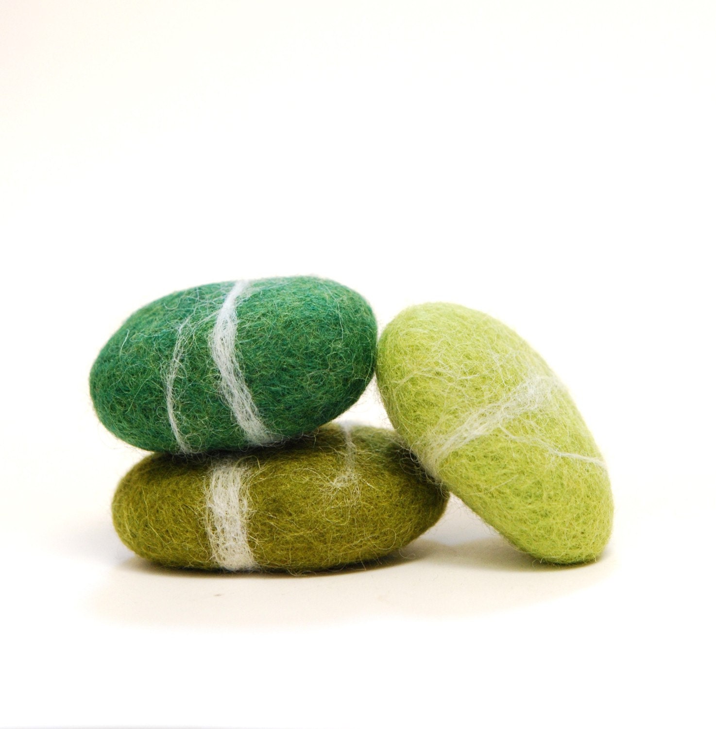 Shades of Green - Felted Stones