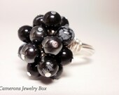 Gorgeous Black Sea Stone Clustered Ring