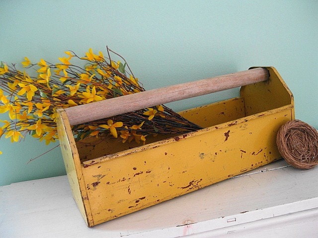 What a Tool... Vintage Metal Garden Tool Box Caddy Carrier