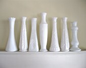 Vintage Milk Glass Vases - Set of 7 - White