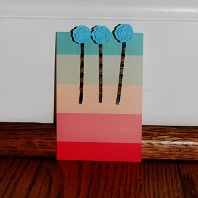 mini ruffled rose cabochon bobby pins