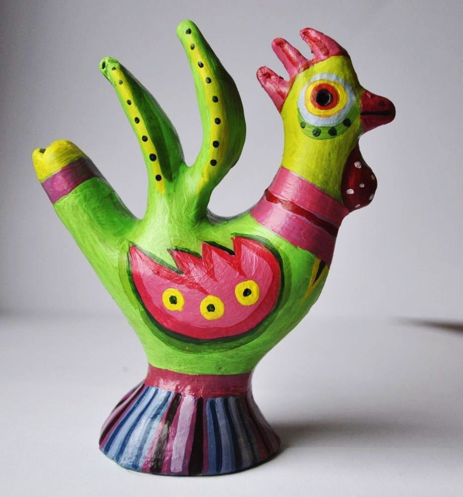 Handpainted Clay  Rooster Whistle