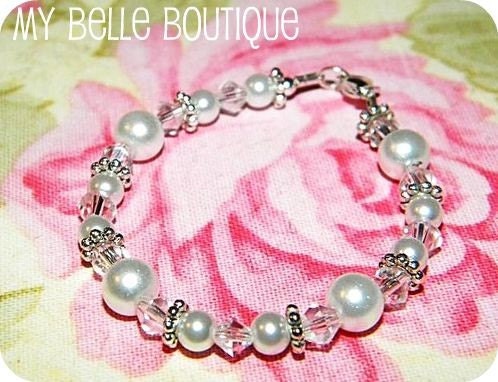 Ivory Pearls and Silver Accent Beaded Bracelet for Baby, Toddler, Girl