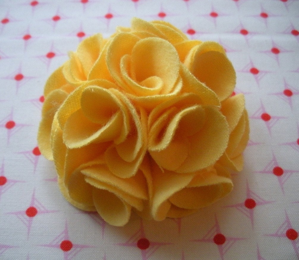 Yellow puff flower pin and alligator clip