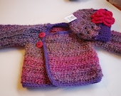 0-6m OH SO CUTE Boutique Hand Crochet Hat and sweater Set