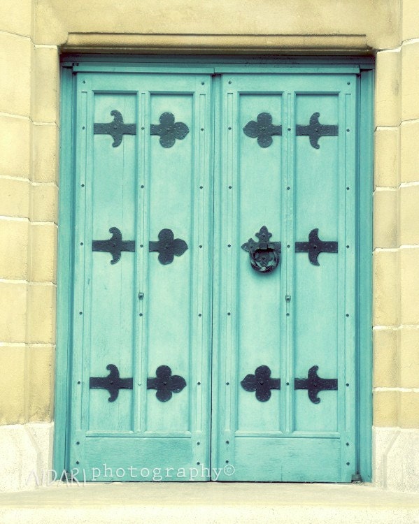 Turquoise Door - 8x10- Fine Art Photography by Aldari, Blue, Vintage, Door, Puerta, Azul
