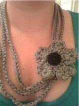 Crocheted necklace with black button