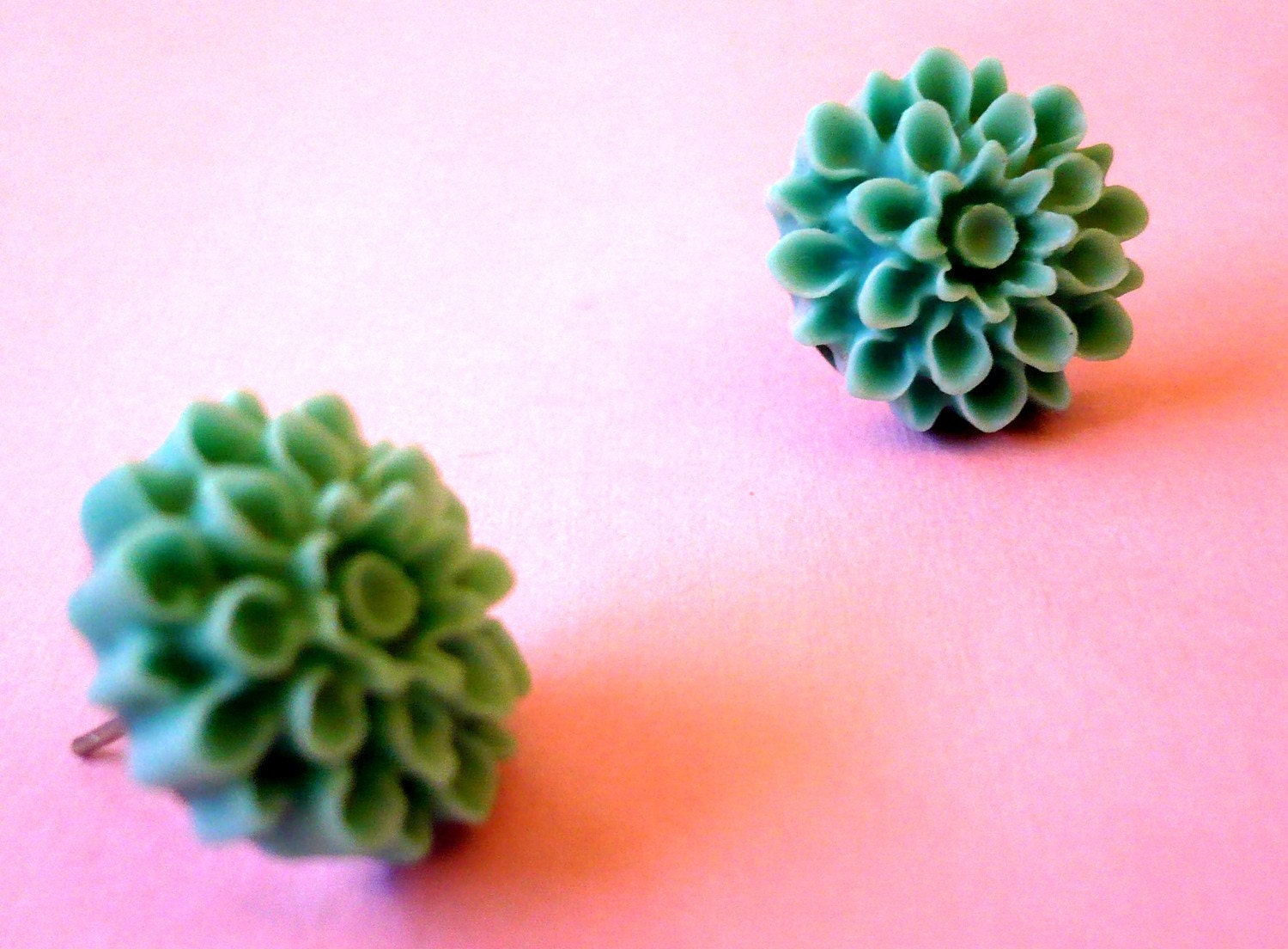 Light blue/teal Flower Post Earrings