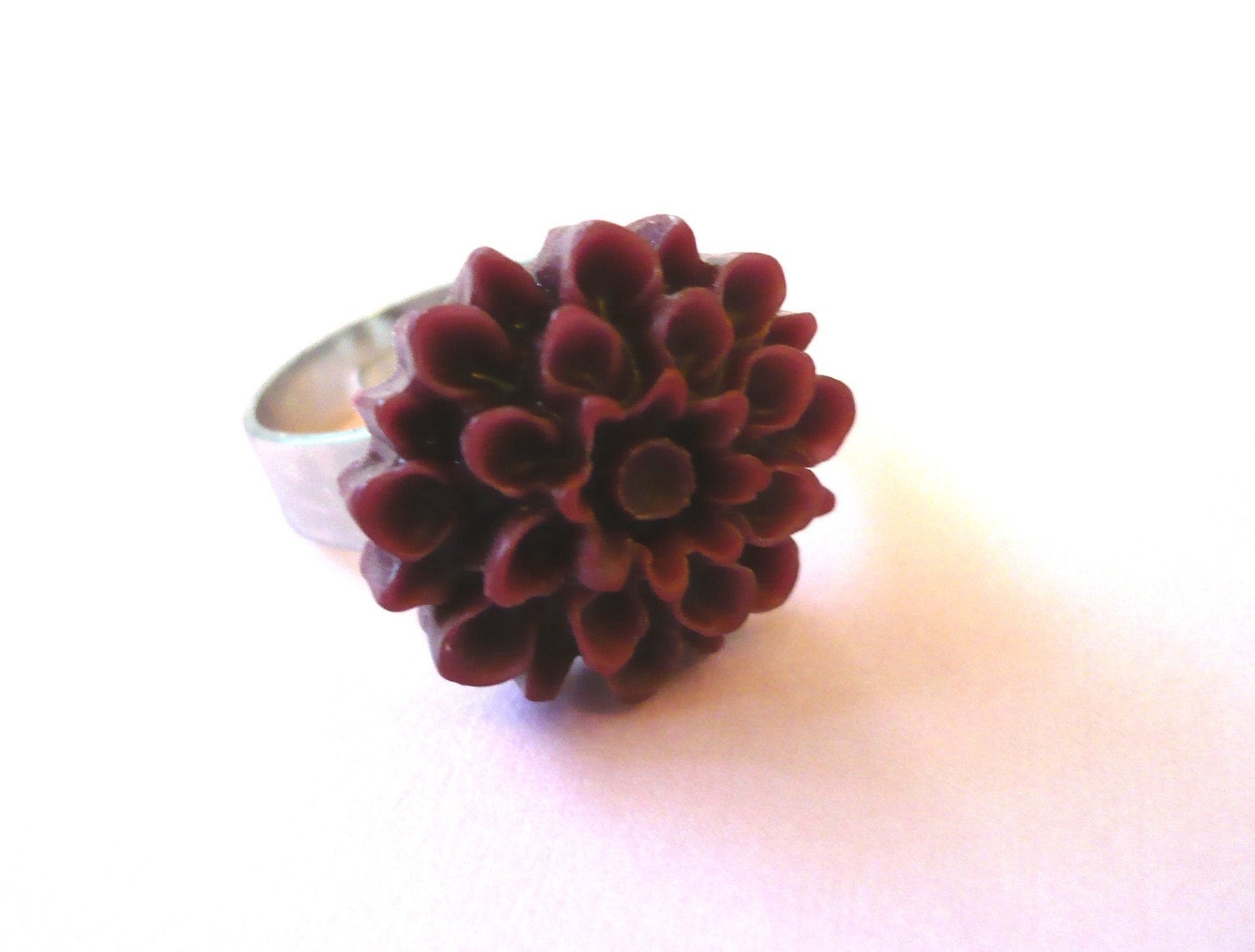 Maroon Flower Pinky Ring