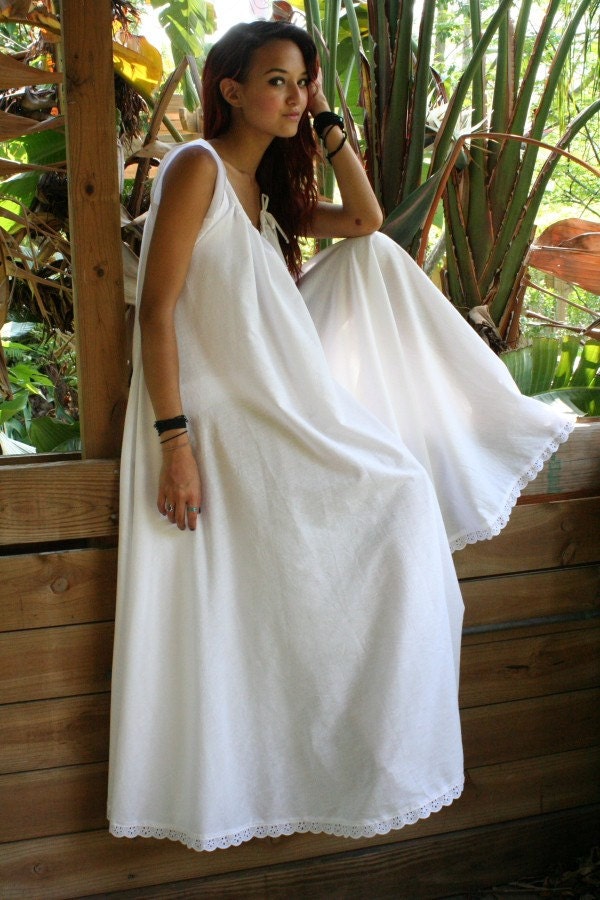 White Cotton Full Swing Nightgown Summer Romance Bridal