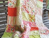 Crib Rag Quilt,  Sweet Nothings, Green and Pink