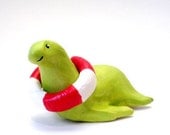 Loch Ness Monster with Floatation Device- Handmade Ceramic