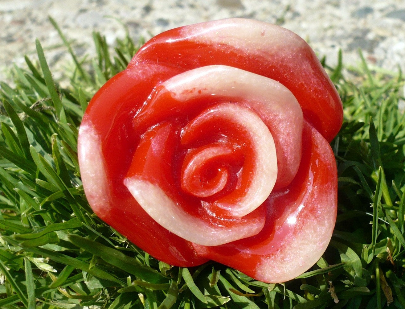 Bold Red Marble Rose Adjustable Ring