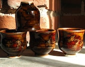Honey Amber Oak Leaf Sake Cups- Set of 4