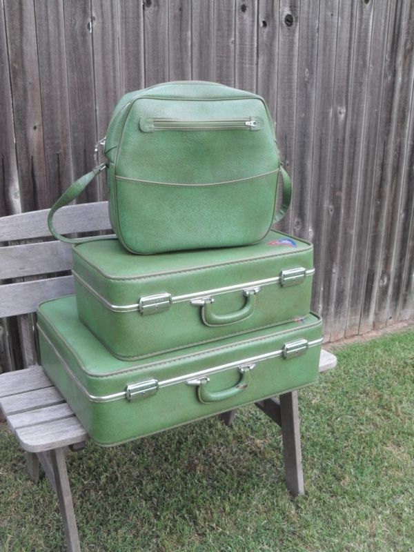 Vintage Luggage Set by Invicta in Forest Green