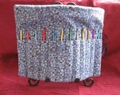 Crochet Hook Organizer/ Holder - Holds 12 Needles - Blue Floral - Keeps all your needles together