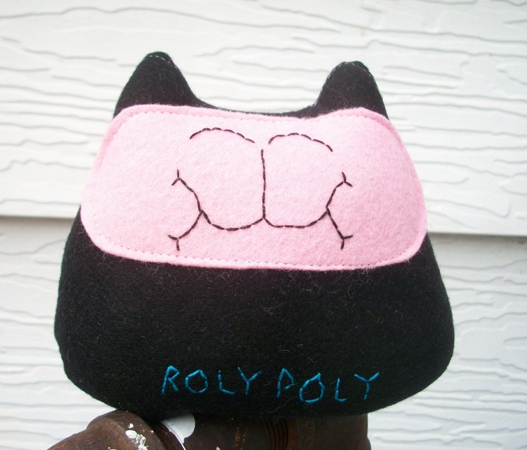 Catnip Toy - Pink /Black Felt Roly Poly Organic Catnip Toy