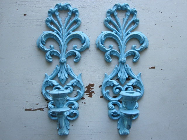 Ornate Aqua Sconces