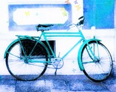 60s style Photo art- Pop Art-Retro Print- Blue Bicycle -8 X 8