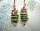 Bunnys- Copper & Turquoise Earrings