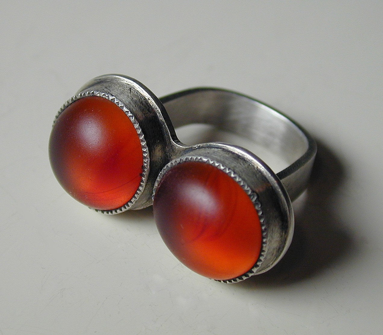 Sterling Silver and Double Glass Ring