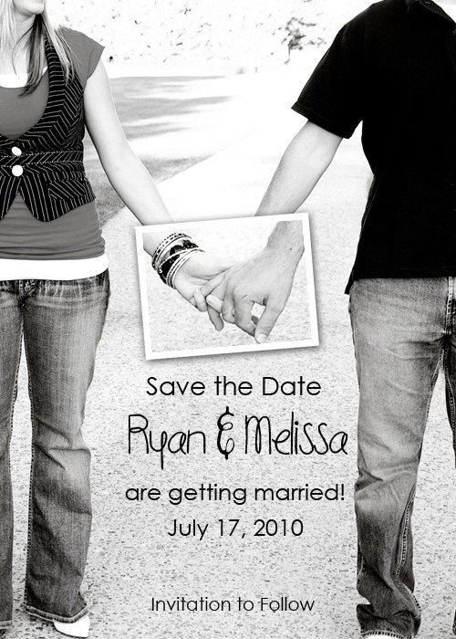 Holding Hands Save the Date Custom Photo Announcement