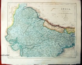 1842 Exquisite Antique Hand-Coloured Map of the Northern Part of India. From Gilbert's Modern Atlas