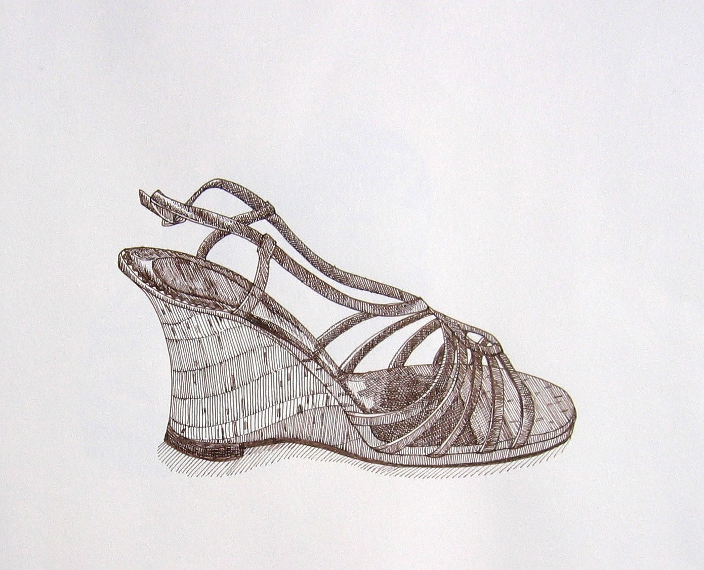 Strappy Sandal - Original Pen and Ink Drawing
