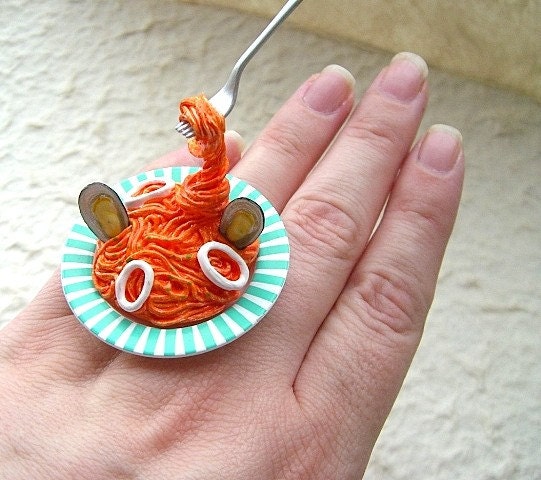 Kawaii Cute Japanese Ring- Pasta With Seafood