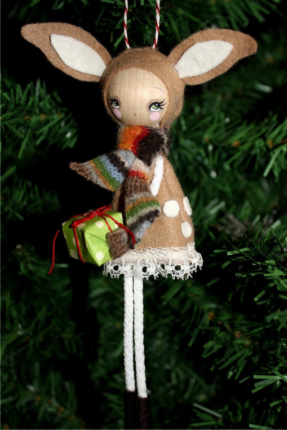 Chistmas Fawn---Wooden Handmade Tree Ornament