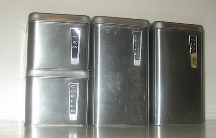 1950s stainless kitchen canister set retro atomic