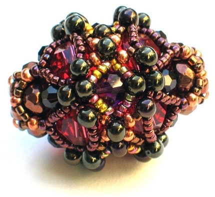 Time Machine Beaded Bead -- Copper Blush Swarovki Crystal