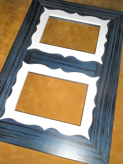 Double opening 5x7 Memory Keeper Sonoita Blue white trim photo picture frame