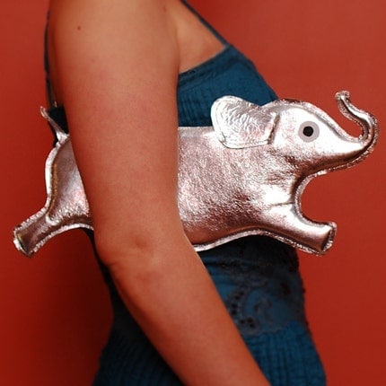 Orwell Clutch - Silver Elephant Purse - Made to Order