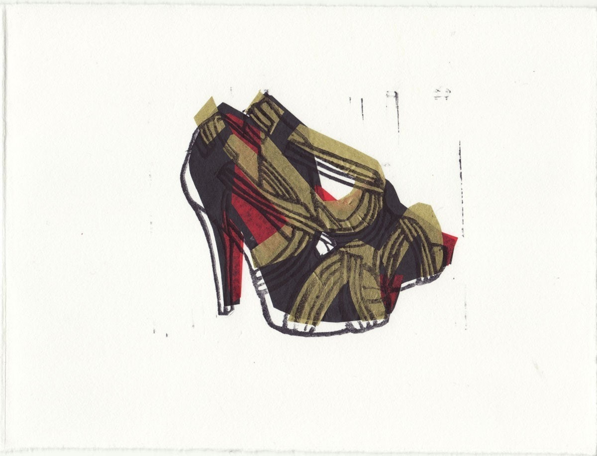 Christian Louboutin Josefa shoes linocut block print